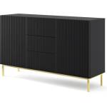 BIM Furniture Комод Ravenna B 150 2D3S фрезован фолиран MDF, черен мат/злато (RAVENNACAB150BLMGF)