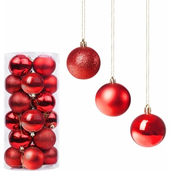 SPRINGOS Vianočné banky červené mix 4cm sada 20ks