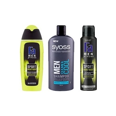 Fa Men Sport Energy Boost sprchový gel 250 ml + deodorant 150 ml + Syoss Clean & Cool Men šampon 440
