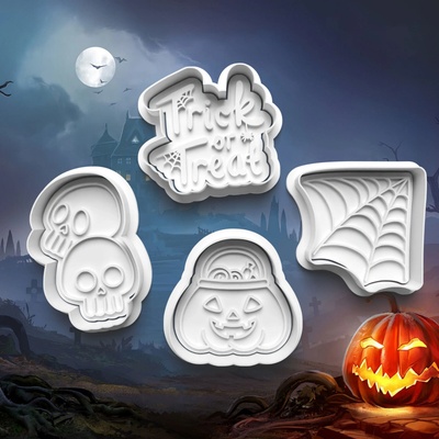 Halloween - Sada 4ks vykrajovačiek s pečiatkou