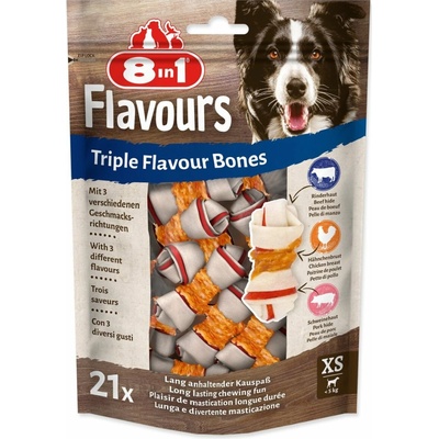 8in1 Triple Flavour snacky žvýkací kosti XS 7 kusů 21 kusů 294 g