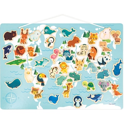 Janod Магнитен пъзел Janod - Карта с животни (J05468)