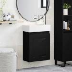 vidaXL Мивка за баня със смесител Черно 45, 5 x 22, 5 x 84 см (889472)