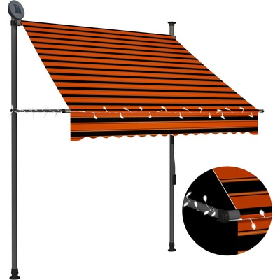 Nabytek XL Ručně zatahovací markýza s LED světlem 150 cm oranžovo-hnědá