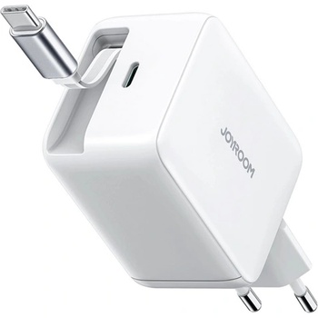 JOYROOM JR-TCL06 мрежово зарядно устройство Type-C с гнездо 67 W, бързо зарядно устройство + фиксиран кабел Type-C, БЯЛО (JR-TCL06)