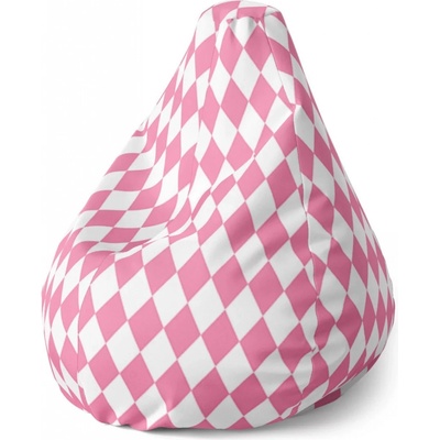 Sablio Sedací vak Pear Růžovobílé kosočtverce Sablio 70 x 95 x 15 cm