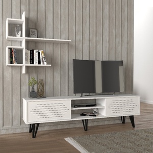 TopMebel Меламинов ТВ шкаф Salerno TopMebel в бял цвят 180x35x51cm