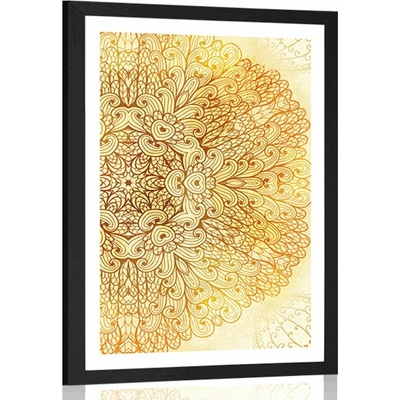 Plakát s paspartou zlatá etnická Mandala - 40x60 no frame