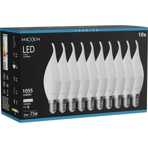 Mexen Nova 10x LED крушка пламък E14, C37, 10W, неутрална - 4000K, 1055 lm - L106-E14-1040-01x10 (L106-E14-1040-01x10)