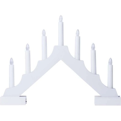 Emos DCAW12 7 LED svícen dřevěný bílý 29 cm 2x AA vnitřní teplá bílá časovač