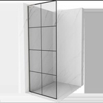 Mexen Kioto L преграда за душ Walk-in 70 x 200 см, черна решетка, матиран никел - 800-070-103-97-77 (800-070-103-97-77)