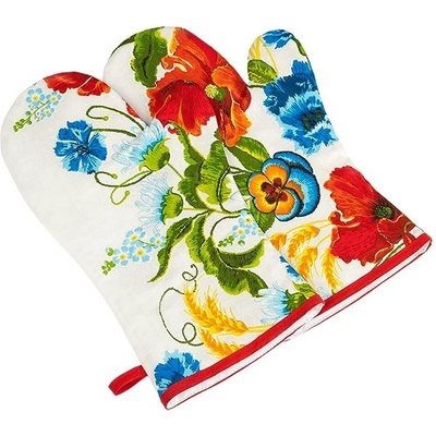 Bellatex Grilovacia rukavica Vlčie maky červená 22 x 46 cm