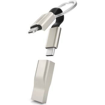 Vonmahlen High Five Signature 5in1 Charging Cable - универсален алуминиев USB кабел с Lightning, USB-C и microUSB конектори (10 см) (сив)