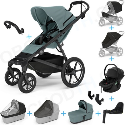 Thule 10v1 Urban Glide 4-wheel Mid blue 2024+madlo+vanička Mid blue+ pláštenky+moskytiéry+Thule Maple Black+základňa+adaptéry