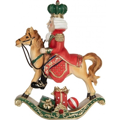 Clayre & Eef Vánoční dekorace Louskáček Nutcracker na houpacím koni - 24*8*31 cm