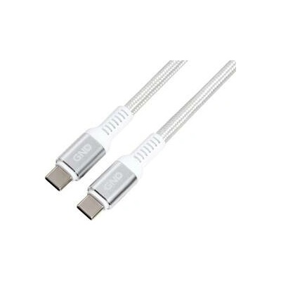 GND USBCC100MM03 USB-C / USB-C, 100W, opletený, 1m, bílý