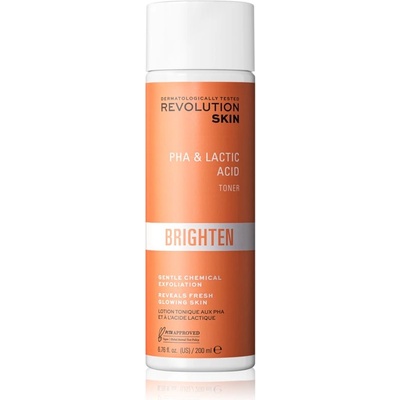 Revolution Beauty Brighten PHA & Lactic Acid нежен ексфолиращ тоник за суха и чувствителна кожа 200ml
