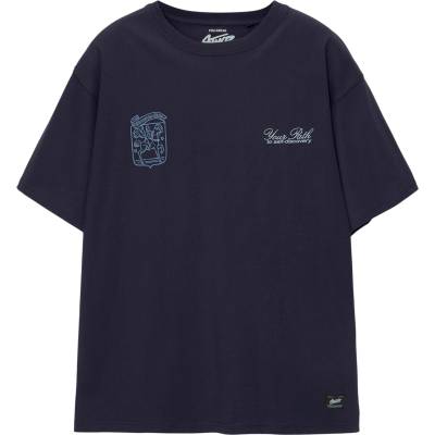 Pull&Bear Тениска 'PATH TO SELF DISCOVERY' синьо, размер M