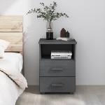 vidaXL Нощно шкафче HAMAR, тъмносиво, 40x35x62 см, борово дърво масив (340414)
