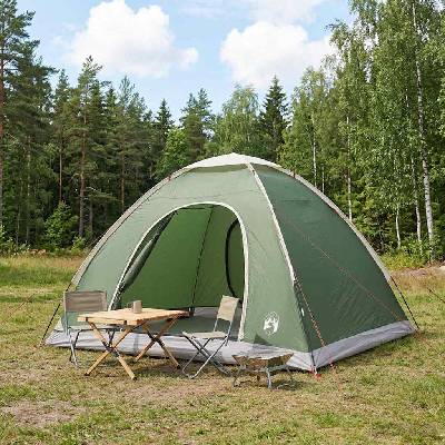 vidaXL Къмпинг наметало с покрив Зелено 275 x 215 x 125 см (42028632)