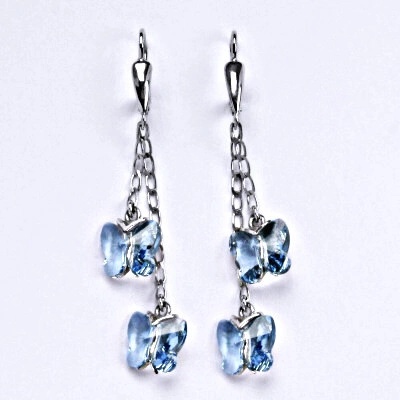 Čištín Swarovski akvamarín motýlci na řetízku NK 1307/2/20