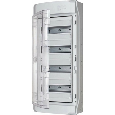 F-TRONIC 7270012 NEPTUN48EU Rozvodnice na povrch IP65 4-řadá 48 modulů se šroubovou svorkovnicí průhledná dvířka
