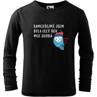 Dobrý triko Dětské vánoční triko Celý rok hodná Černá