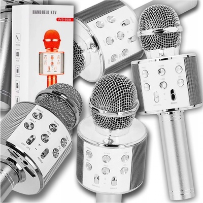 Bezdrôtový karaoke mikrofón s reproduktorom strieborný