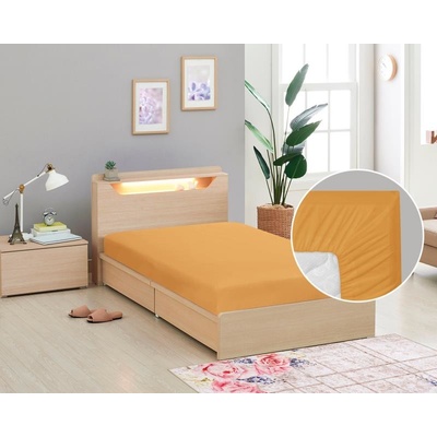 Bellatex Prostěradlo plátěné s gumou bavlna hořčicové 90x200