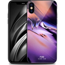 Pouzdro NXE Apple iPhone Xs Max - gumové / skleněné - barevné přechod - fialové