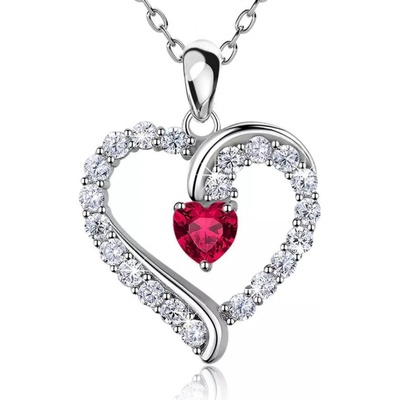 Olivie Strieborný náhrdelník červené srdce 7264
