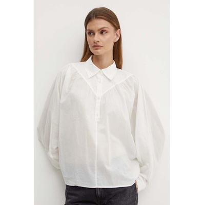 Sisley Памучна блуза Sisley дамска в бежово с изчистен дизайн (5HO1LQ06T)