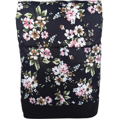 Tapple Černo-zeleno-růžový dámský květinový batoh s klopou Harmony 20 l