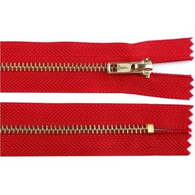 Pro Háčkování Kovový mosazný zip nedělitelný 14 cm červený