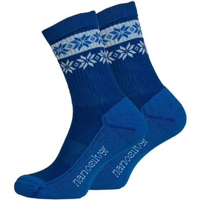 Nanosilver Zimní ponožky thermo SNOW modrá/bílá