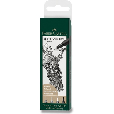 Faber-Castell 167100 Pitt Artist Pen 4 ks S F M B čierna
