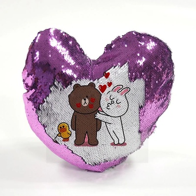 Магическа възглавница сърце с пайети - лилаво
