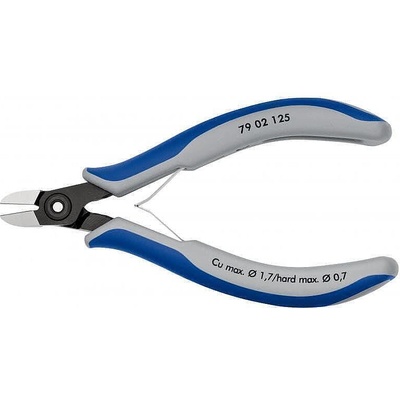 KNIPEX Клещи диагонални резачки, синьо-сива ръкохватка 125мм, с отваряща пружина, Knipex (K7902125)