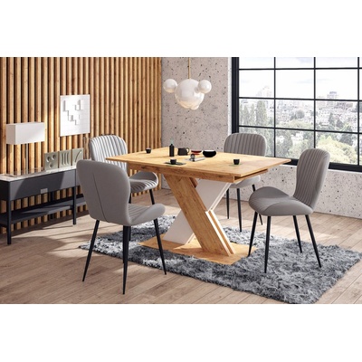 ЕВРОМАР Разтегателна трапезна маса xarelto дъб ланселот / бяло