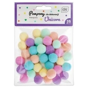 Interdruk Pompons for decoration 35pcs Unicorn