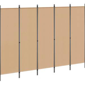vidaXL 5-панелна преграда Бежово 250 x 180 cm Текстил (42039195)
