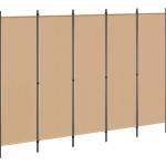 vidaXL 5-панелна преграда Бежово 250 x 180 cm Текстил (42039195)