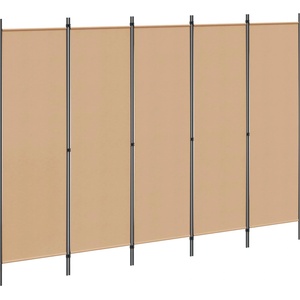vidaXL 5-панелна преграда Бежово 250 x 180 cm Текстил (42039195)