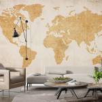 Art Gift Decor Фототапет с винтидж карта на света в златисто