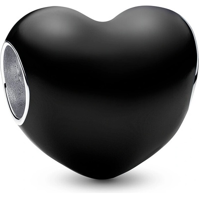 Pandora Romantický korálek Metalické černé srdce Moments 793337C04 – Zboží Dáma