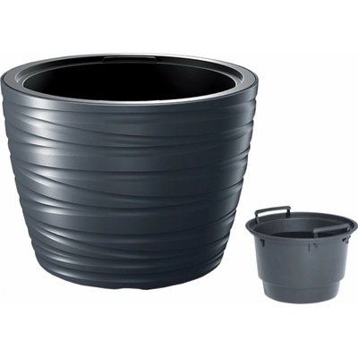 Prosperplast MAZE Kvetináč nízky s vkladom 37,5cm, antracit DLMZ400