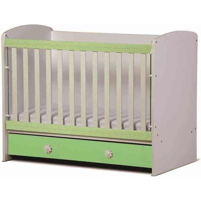 Dizain Baby Бебешка кошара „КАЛИНА 60/120 подвижна решетка - бял + зелено