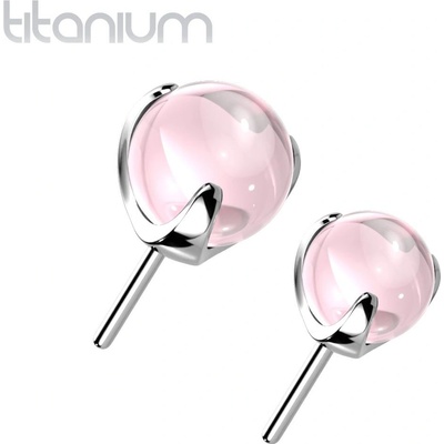 Šperky4U kamínek k Push In piercingu titan růžový kamínek TIT1196P-030