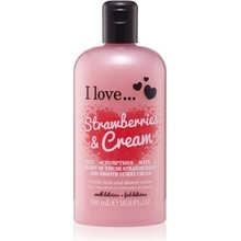 I Love Kúpeľový a sprchový krém s vôňou jahôd a sladkého krému Strawberries & Cream Bubble Bath And Shower Creme 500 ml