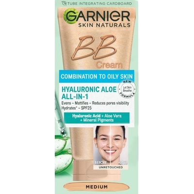 Garnier Skin Naturals BB крем за лице Hyaluronic Aloe Oil free, Medium, 50 ml